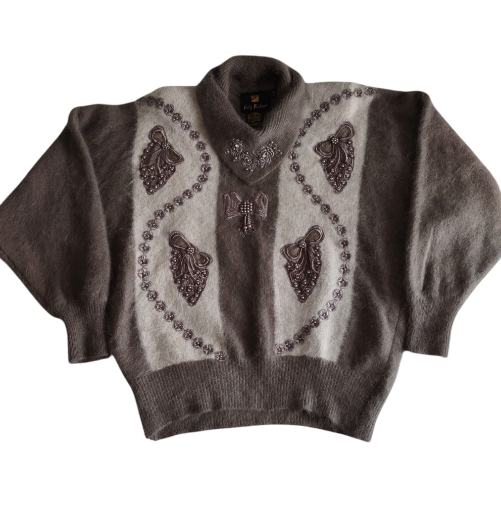 Fully Fashion Angora Blend Beaded Sweater